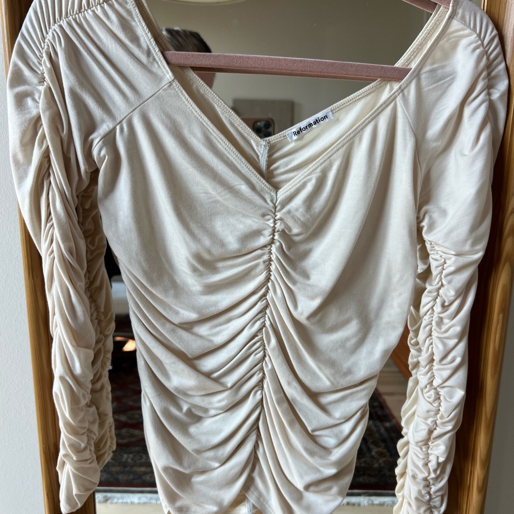 Reformation Ruched Long Sleeve Top